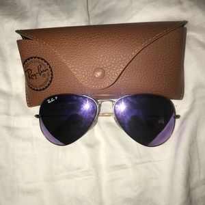 Light purple reflective RayBan aviators